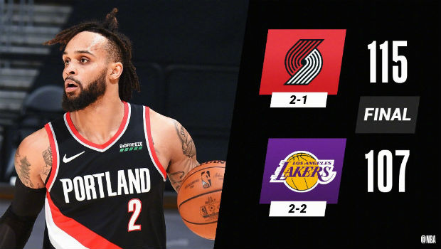 <a href=/lanqiu24/blazers/ target=_blank class=infotextkey>开拓者</a>115-107战胜<a href=/lanqiu24/lakers/ target=_blank class=infotextkey>湖人</a>